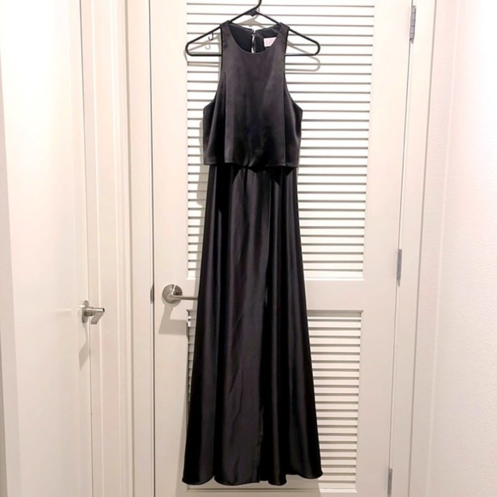 Revelry Wren Satin Bridesmaid Dress - Black